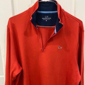 Men's Vineyard Vines Red Half Zip Sweater